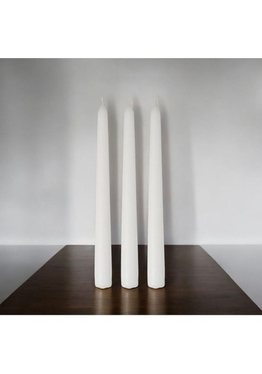 Denic 2 li Beyaz Şamdan Mum Konik Mum