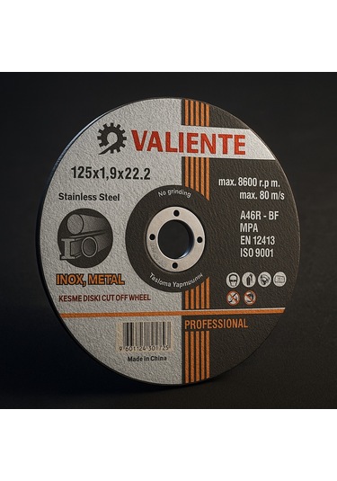 Metal Kesme Taşı 125 1.0 22.2mm Inox Val16772 Valıente 50 Adet