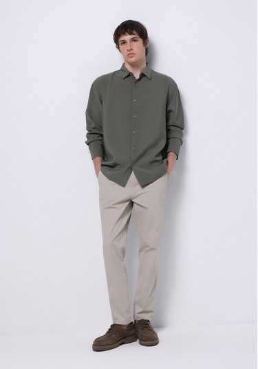 Colins Comfort Fit Orta Bel Uzun Paça Erkek Bej Pantolon Cl1074562 Q1.v2 Lbg Light Beige