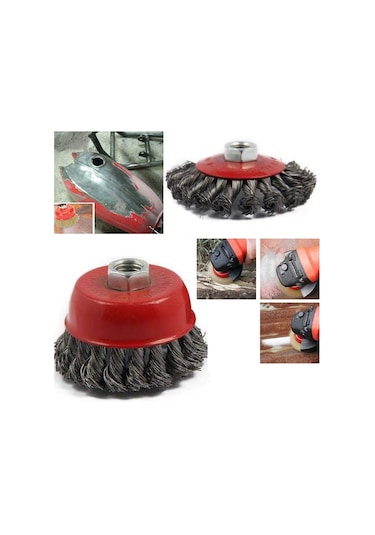 2 Parça Avuç Taşlama için M14 Örgülü  çelikTel Fırça Seti