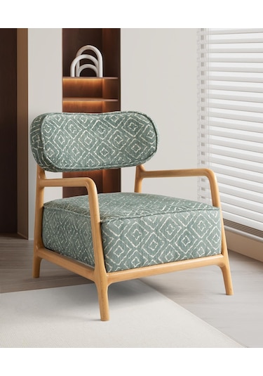 Oslo Ahşap Kollu Ayaklı Berjer Mavi