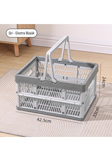 Snapbuy Katlanır Sepet, Alışveriş, Piknik, Market, Taşıma, Depolama Ve Kamp İçin Uygundur Ekstra Büyük Boy Gri