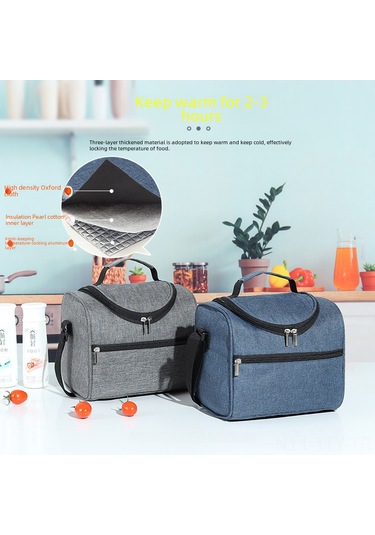 Dianziye Alüminyum Folyo İçli Kalın Tasarımlı, Ofis/piknik İçin Isı Saklama Çantası, El Tutan Büyük Kapasiteli Bento Çantası Mavi