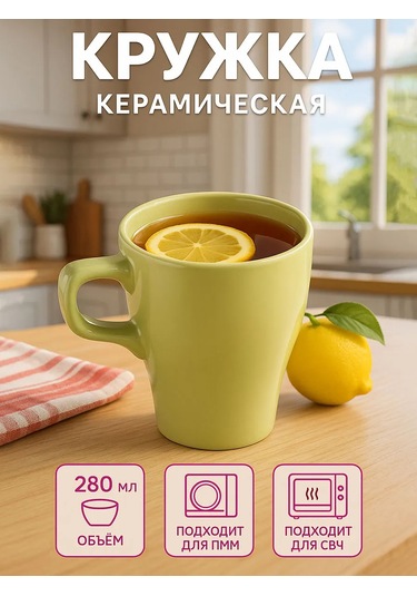 Dolana Çay Ve Kahve İçin Seramik Kupa "coffee Break" 280 Ml 174939525 Yeşil