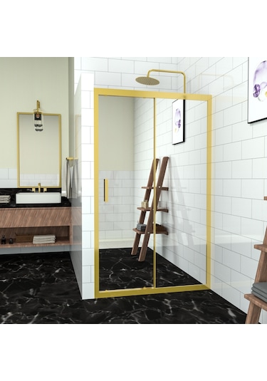 Tekno Duş Gold Capello 6mm Reflekte Cam 1 Sabit 1 Sürgü İki Duvar Arası Duşakabin Şeffaf