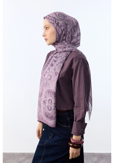 Mirsoy Scarf Mirayze Etnik Desen Şal Mor