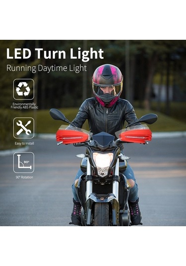 Dancemonkey Su Geçirmez Motosiklet El Koruyucu - Rüzgar Korumalı Led Dönüş Işıklı