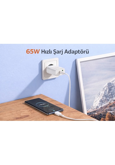 Bn10 65w Süper Hızlı Şarj Aleti Type-c Pd & Usb-a Qc Çift Portlu Adaptör