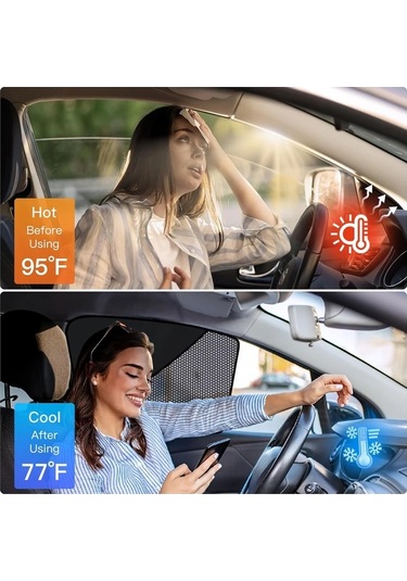 Chuangyinshop Black Magnetic Car Sunshades 4pcs Yıldız Desenli Uv Koruma Ve Isı Yalıtım Perdesi