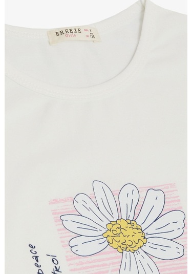 Breeze Kız Çocuk Taytlı Takım Papatya Baskılı 4-9 Yaş, Ekru-ekru Ekru