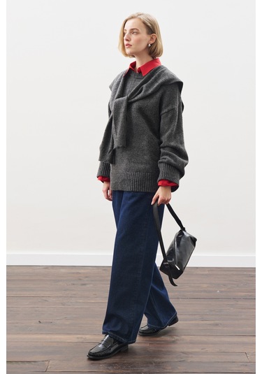 Chunky Oversıze Kazak Antrasit Antrasit