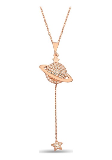 Sallantılı Gümüş Satürn Gezegen Kolye - N163701