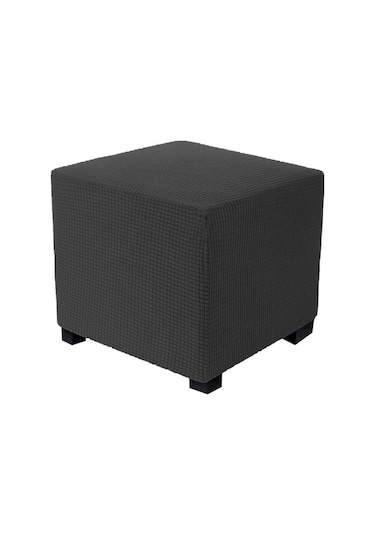 Koyu Gri Jakarlı Dayanıklı Kare Streç Ayak Dayama Tabure Mobilya Koruyucu Dikdörtgen Tezgah  S