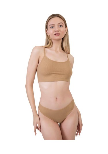 Kadın Pamuklu Ve Likrali Fitilli Kaşkorse Tanga Külot 5'li Paket-2 Renkli-2 Çok Renkli