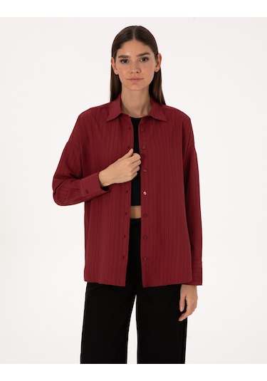 Pierre Cardin Kadın Bordo Gömlek Desenli 50318232-vr014 Bordo