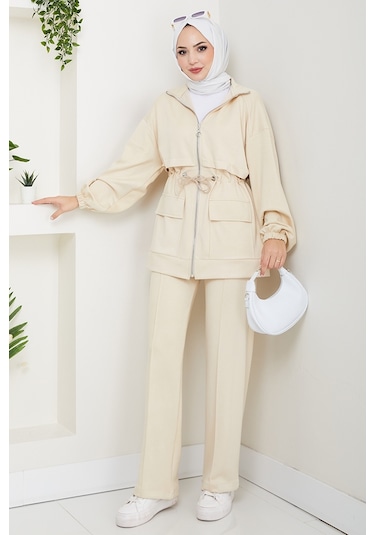 Kapak Cepli Oysho İkili Takım 1652 - Bej Bej