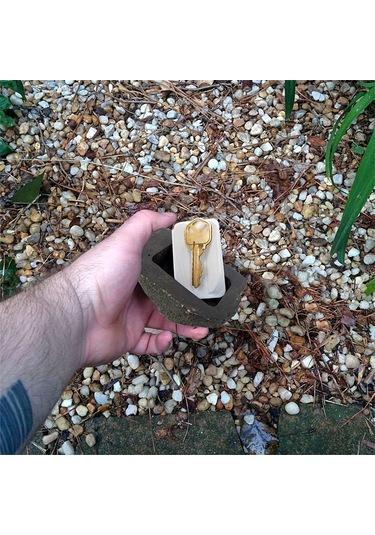 Yaozixa Grafit Renkli Reçine Taş Figürlü Anahtar Saklama Kutusu - Gizli Para Ve Eşya Saklama Kutu - Ev Kullanıma Uygun, Dayanıklı Materyal Siyah - Gri