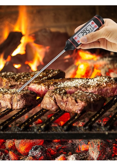 3 Adet Siyah Renk Dijital Gıda Yemek Termometresi Yemek Isı Ölçer