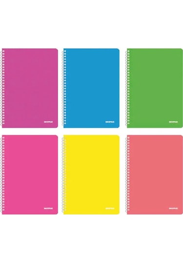 Mopak Neon Serisi A4 Spiralli Pp Kapak Defter 72 Yp Kareli 6'lı