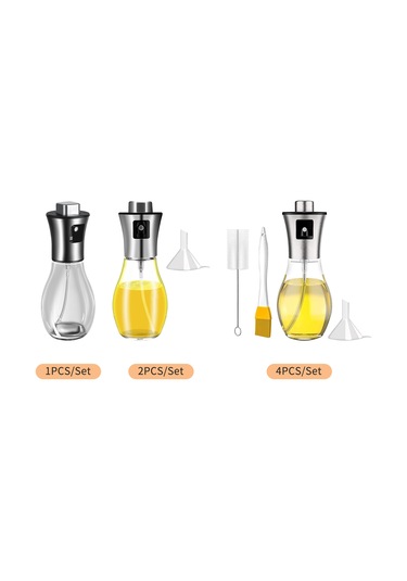 Hangfox Paslanmaz Çelik 200ml Yağ Püskürtme Şişesi - 2'li Set Fünye Hediyeli Çok Renkli