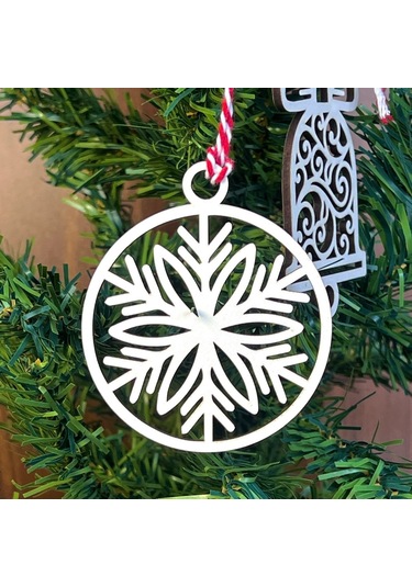 10 Parça Kırmızı Beyaz İpli Karışık Model Ahşap Yılbaşı Ağaç Süsü 4832