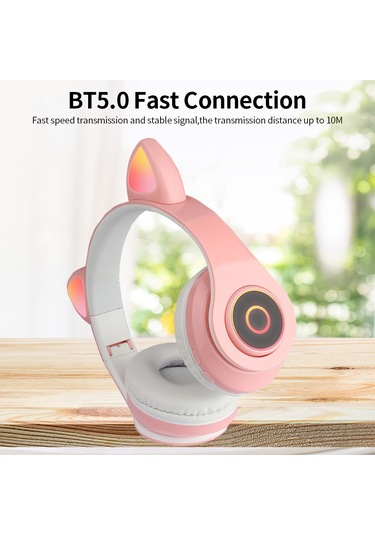 Qingmipy B39 Kablosuz Kulaküstü Bluetooth Kulaklık, Işık Efektli Espor Oyun Ve Müzik İçin, Mavi Renk, 40mm Hoparlör, 7 Saat Kullanim Süresi