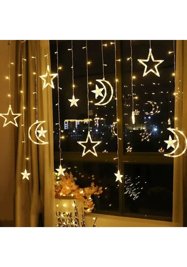 Ay Ve Yıldız Perde Led Işık Gün Işığı