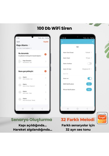 Wifi 100 Db Akıllı Siren Alarm Tuya - Smart Life Uyumlu