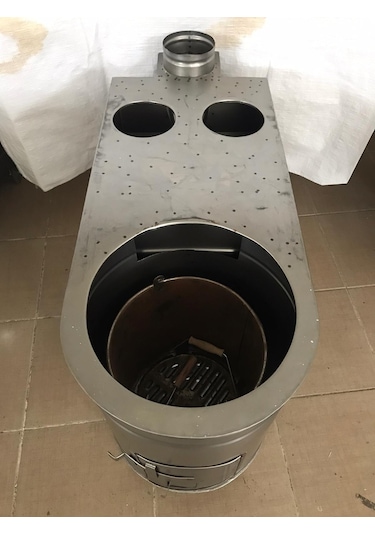 Soba. Fırınlı Sac Kovalı Bahçe Tipi Kuzine Soba