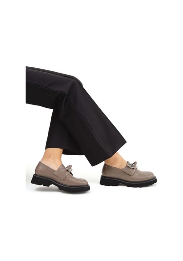Tamer Tanca Kadın Hakiki Deri Vizon Loafer Ayakkabı 33 1004 Bn Ayk Sk22/23 Vızon Vizon