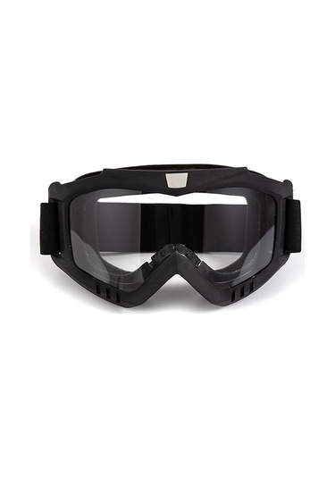 Motosiklet Ve Bisiklet Motocross Gözlük Lastikli Siyah Cam Kross Model Prof Motor Gözlüğü