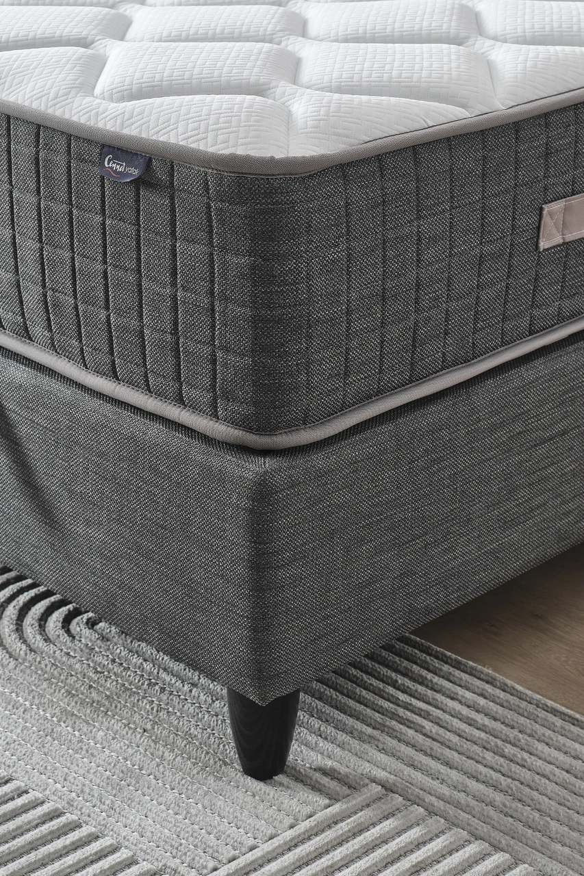 Mimoza Modeli Tek Kişilik Full Ortopedik Antibakteriyel Yataklı Baza Ve Başlık Takımı 3 Lü Set 90 x 190