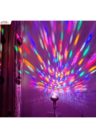 Vkemall Rgb Döner Led Işık Topu - 220v 6w Renkli Parti Aydınlatması İle Universal E27 Fiyakolu Taban Çok Renkli
