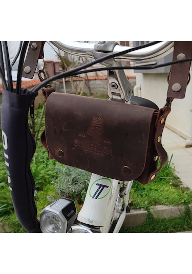 Sumerian Leather Craft Deri Bisiklet Çantası Kahverengi
