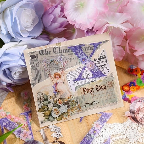 Gateesat Ddhlklb1 52 Parça Su Geçirmez Pet Çiçek Çıkartmaları, Günlük Ve Dekorasyon İçin Renkli Retro Stiker