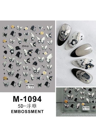 Nail Art Etiketler Çıkartmaları 5d Kabartmalı Kendinden Yapışkanlı Karikatür Çiçek Kelebek Yıldız Tırnak Çıkartmaları Elmas H Renk
