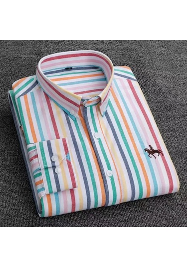 Dval2024 Erkek Pamuklu Çiçek Desenli Uzun Kollu Gömlek - Rahat At İşlemeli Modellerordu Yeşil Ordu Yeşil