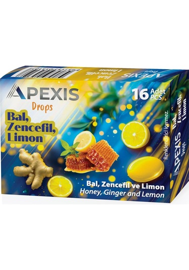 Apexis Drops Bal Zencefil Limon Aromalı Pastil 16'lı