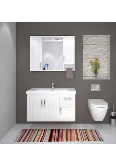 Denko Lotus 100 Cm Mdf Lake Banyo Dolabı Takımı (482396121) Beyaz Denko Lotus 100 Cm Mdf Lake Banyo Dolabı Takımı (482396121) Beyaz
