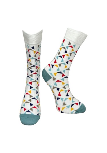 3'lü Unısex Geometrik Ve Soyut Tasarımlı Esnek Nem Alabilen Pamuklu Spor Soket Çoraplar Çok Renkli