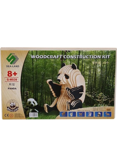 3D Büyük Ahşap Maket Panda Puzzle 43 Parça Woodcraft Ahşap Maket