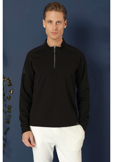 Swt 012 Swea Slim Fit Siyah Spor 47 - Sweatshırt Siyah