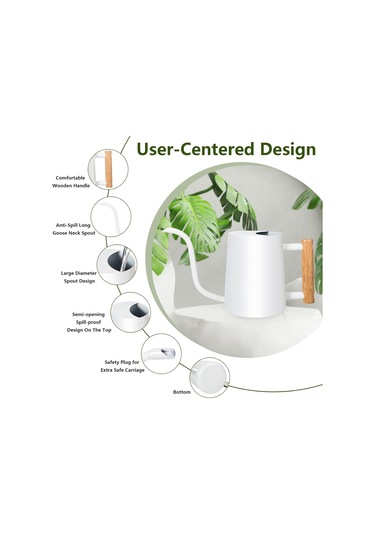 Geeroyoo Modern Paslanmaz Çelik 35oz Sulama Kabı, Uzun Ağızlı İç Mekan Bitkileri Ve Bonsai İçin Dekoratif Sulama Kabı - Beyaz