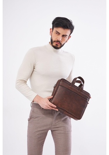 Derinss Dub3075 Hakiki Deri Kahverengi Macebook Ve Notebook Çantası 001
