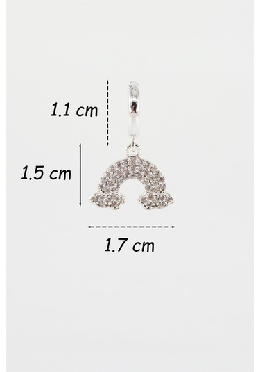 Kadın Kendi Tarzını Oluştur Zirkon Taşlı Gökkuşağı Figürlü 1 Adet Küpe Çok Renkli