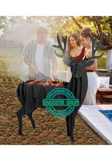 Endüstri Grup - Geyik Figürü Heykel Kömürlü Mangal Barbekü Izgara