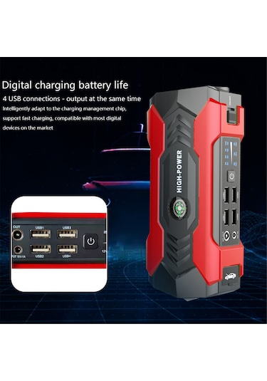 Geeksen 12v 200a Araba Atlama Marşı Taşınabilir Güç Bankası Başlatma Cihazı Dizel Benzin 10000mah Araba Şarj