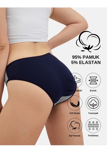 Alya Underwear Anne Kız Kombin Pamuklu Külot - Beyaz Slip İç Çamaşırı - 5'li Paket Çok Renkli P21