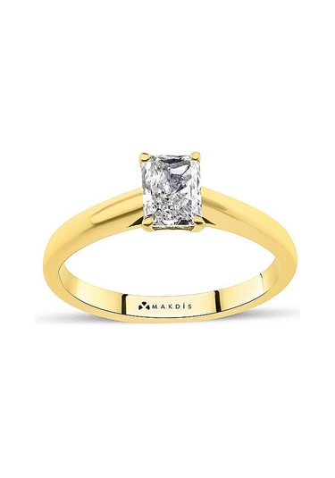0.80 Karat Radiant Tektaş Pırlanta Yüzük Beyaz Altın
