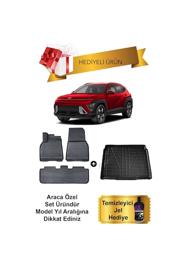 Hyundai Kona Elektrikli 2024 Sonrası 3d Havuzlu Paspas Ve Bagaj Havuzu Set Hediyeli